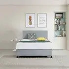 Linen Fabric Double Bed Deluxe Headboard Bedhead - Stone Grey