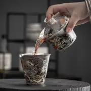 Cuttlefish turned dragon silver-plated bowl, teacup light luxury kung fu tea set