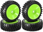 4PCS 1/8 RC Wheel Tire Rubber 120MM 112MM Tire 17mm Hub Hex for 1/8 RC Car on Road Off-Road, Green