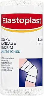 Elastoplast Medium Weight Crepe Bandage - Unstretched 10cm x 1.6m (1 Roll) | Light Compression Bandage | Reduces Swelling | Supports Strains & Sprains | Secures Wound Dressings | First Aid Essential