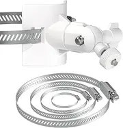 Universal Adjustable Stainless Mount Bracket Outdoor Security Camera 360 Degree hoop Hose Clamp Pipe Poles Mount No-drill holes Compatible with Reolink/Nest/Arlo/Eufy/Wyze and other camera (White)