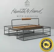 Wire & Wood Entertaining Caddy Napkin Condiments Holder Organizer Kitchen Home