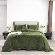 YUSOKI Faux Fur Queen Blanket(Olive Green,90" x 90"),Whithout Pillows,Winter Lightweight Plush Fuzzy Soft Cozy Microfiber Comfy Bed Blanket for Women Kids Girls Couch Sofa Washable