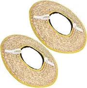 MOBUTOFU 2pcs Hard Hat Sun Shades Woven Straw Brim Visor for Construction Workers Breathable Hard Hat Accessory Sun Protection for Outdoor Work Easy to Attach and Remove Random Color