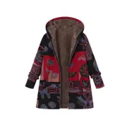 Nevenka Womens Winter Printed Fleece Jacket Casual Sherpa Lined Fuzzy Jacket-OracleRed