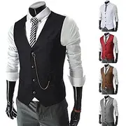 Men's Vest Suit Vest Gilet Wedding Business Causal Casual 1920s Smart Casual Polyester Solid Colored Single Breasted Shirt Collar Slim Black Red Light Grey Ves