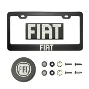 Fit Fiat T304 Laser Etching SS Polish Black License Plate Frame w/Metal Cap