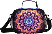 Colorful Mandala Purple Insulated Lunch Box for Women Men - Ideal for Work, Picnics - Includes Adjustable Shoulder Strap
