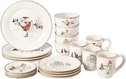 American Atelier V215-20-SET Christmas Twig Dinnerware Set, Cream