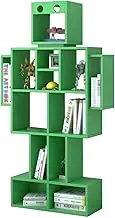 Creative Bookshelf for Kids,Wooden Toy Organizer,Floor Free Standing Bookcase,for Living Room Bedroom Office,Bearing Weight 200KG(Green)