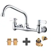 Commercial Sink Faucet with 8” Swivel Spout and Supply Lines 8" Center Wal