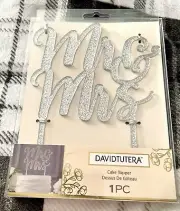 David Tutera Mr. & Mrs. Silver Sparkling Monogram Wedding Cake Topper