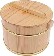 JECOMPRIS 1Set Wooden Rice Storage Bucket with Lid Natural Rice Steamer Container for Home Restaurant and Party Use and Practical Rice Mixing Gadget