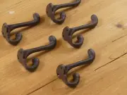 5 Rustic Coat Hooks CAST Iron Acorn 3 1/4" Long HAT Wall Sc
