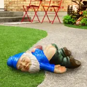 9.5'' Funny Garden Gnome Drunk Gnome, 9.5&apos;&apos; Blue