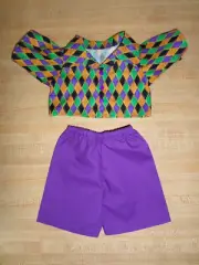 MARDI GRAS HARLEQUIN SHIRT W/ PURPLE PANTS for 16" CPK Cabbage Patch