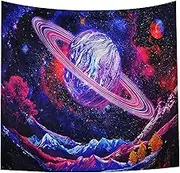Wall Tapestry, Galaxy Tapestry Trippy, Planet Tapestry, Psychedelic Mountain Tapestry, Space Tapestry Starry Sky Tapestry Wall Hanging for Home Decor (L)