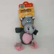 Happy Tails Dog Toy Plush Hippo Rope Toy Safari Adventure Puppy Pull Squeaky