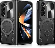 Compatible with Samsung Galaxy Z Fold5 Cover,Compatible with Samsung Galaxy Z Fold5 5G SM-F946 Car Mount Magnetic Stand Slide Lens 2 in 1 Case Black