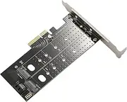 GRARRO Dual M.2 Pcie Adapter, M2 Ssd Nvme (M Key) Or Sata (B Key) 22110 2280 2260 2242 2230 to Pci-E 3.0 X 4 Host Controller Expansion Card for Desktop Pci Express Slot, 213355