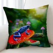 Beautiful Nature Frog on Mushroom Cushion Cover