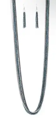 Color Calamity Blue Necklace And Earrings Set By Paparazzi