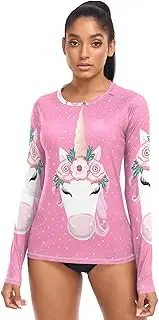 [RPLIFE] Whimsical Unicorn Pink Women Sun Shirts Uv Protection Long Sleeve, Womens Summer Hiking