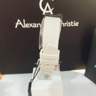 Alexandre Christie ✨2022AW 白色立體花方型女錶 石英錶膠錶帶 原廠保固一年 實體店面出貨