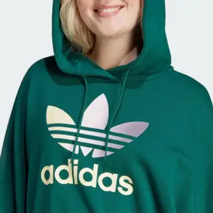 【adidas 愛迪達】上衣 女款 長袖上衣 帽T 運動 三葉草 GRADIENT HOODIE 綠 IR6043