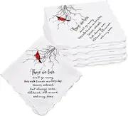 [ShiQiao Spl] Memorial Handkerchiefs for Men Women Sympathy Bereavement Gifts for Guests Funeral Favours Those We Love Don't Go Away Cardinal Cotton Handkerchiefs 5 Pcs, White, S