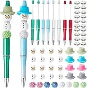 Beadable Pens, Christmas Beaded Pen Kit DIY Beadable Pens 4 Style Plastic Bead Christmas Snowman for Teachers, Students Gifts