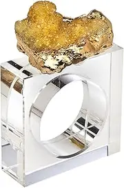 Godinger Napkin Ring Holder Set Table Decor Gold Geode Set of 4