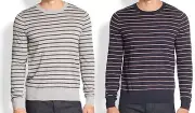 NWT Theory Slim Fit Lightweight Sweater Striped Wool Crew Neck Pullover