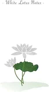 White Lotus Notes: 6"x9" Ruled Lined Notebook - Watercolor Texture Botanic Flower Illustration Cover. Matte Softcover And White Interior Papers.