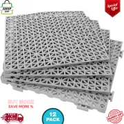 12 Pack 12" X 12" Interlocking Rubber Bathroom Flooring Tiles Non Slip Splicing