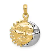 14k Two-tone Gold Two-tone Gold Solid Polished Reversible Sun and Moon Pendant