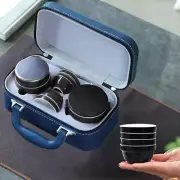 Outdoor Chinese Gongfu Ceramic Tea Set, Traditional Portable Travel Bag Teapot S