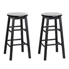 Artiss Set of 2 Beech Wood Backless Bar Stools - Black/Natural/White