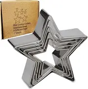 Antallcky Star Cookie Cutter Set-5 pcs Stainless Steel Five-Pointed Star Biscuit Molds Fondant Cake Cookie Cutter Set Pastry Mold
