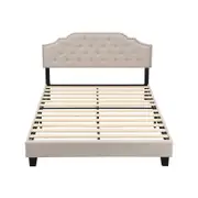 IHOMDEC BEF02 Double Size Bed Frame Base Mattress Platform Beige