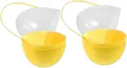 WEKADRIN 2 PC Plastic Empty Easter Eggs Fillable Plastic Jumbo Easter Eggs with Handles for Easter Hunt Themed Party Basket Stuffers Toys Filling Treats Yellow