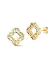 Glaze Jewelry 14K Plated Silver CZ Open Clover Earrings