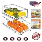 Clear Stackable Fridge Organizer Bins - Set of 2 for Efficient Kitchen Storage