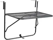 vidaXL Steel Balcony Table in Classic Black - Compact 60x40cm Outdoor Table, Weather-Resistant & Foldable