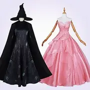 Witch Glinda Elphaba Dress Cloak Outfits Walpurgis Night Movie Cosplay for Women's Adults' Halloween Carnival Mardi Gras Performance Party Stage