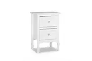 Bedside Table White 2 Drawers Side Table Nightstand Bedroom MDF Painted Finish