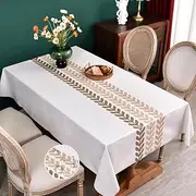 Oilcloth Tablecloth PVC Tablecloth Plastic Tablecloth Outdoor Square Table Cloth Waterproof Wipe Clean Tablecloth Dining Table Cover (137 x 275 cm, Coffee Leaves)