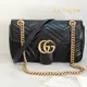 [二手] Gucci Marmont 現品實拍 仿舊金雙G皮革斜背/肩背包-26cm(443497-黑)~二手品約9.2成新