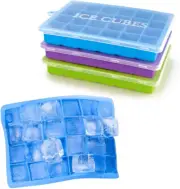 Morfone Silicone Ice Cube Trays 3 Pack with Removable Lid Easy-Release Flexible