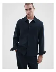 [Unison] Ponte Relaxed Fit Shirt in Navy